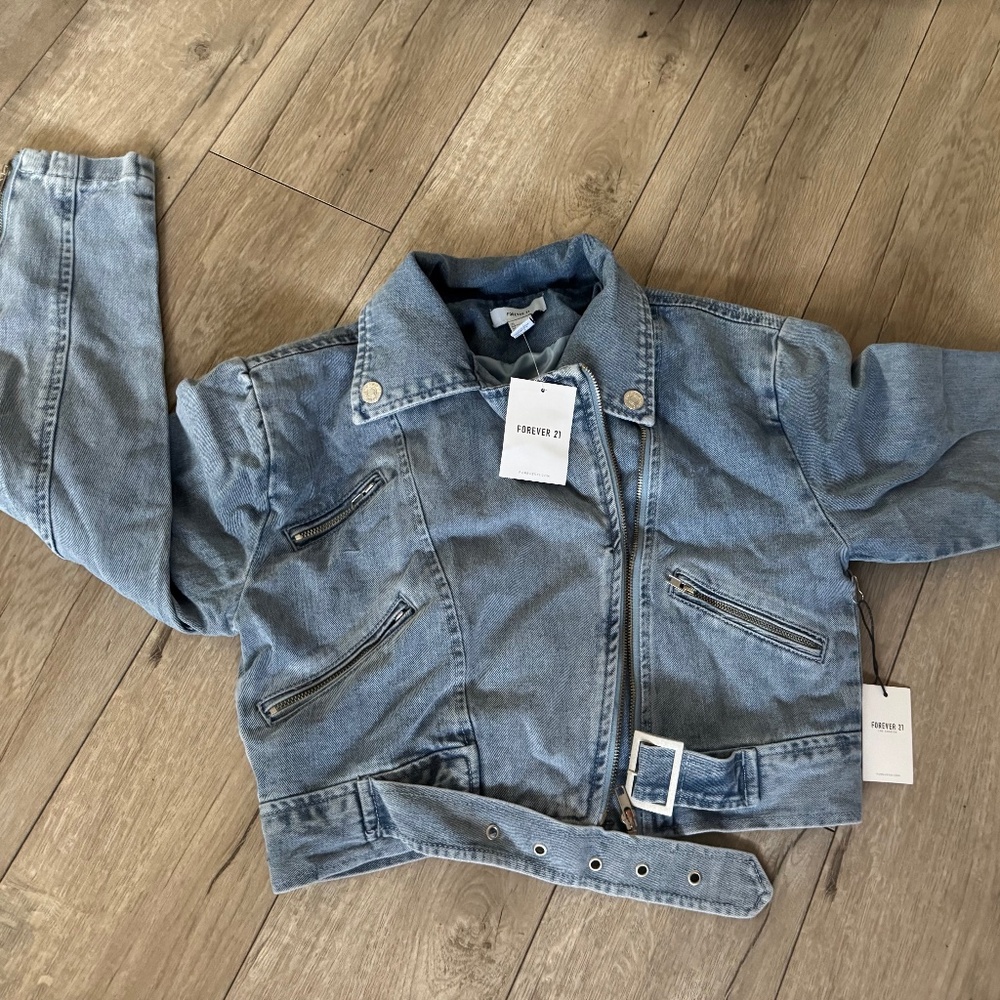 NWT Denim moto jacket
